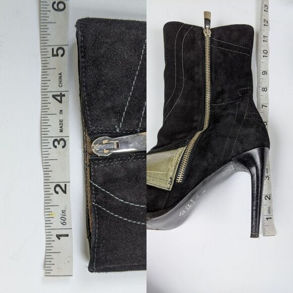 MAURI Italian Suede & Alligator Heeled Ankle Boots Made in Italy 9.5 4" Heel - Picture 7 of 7
